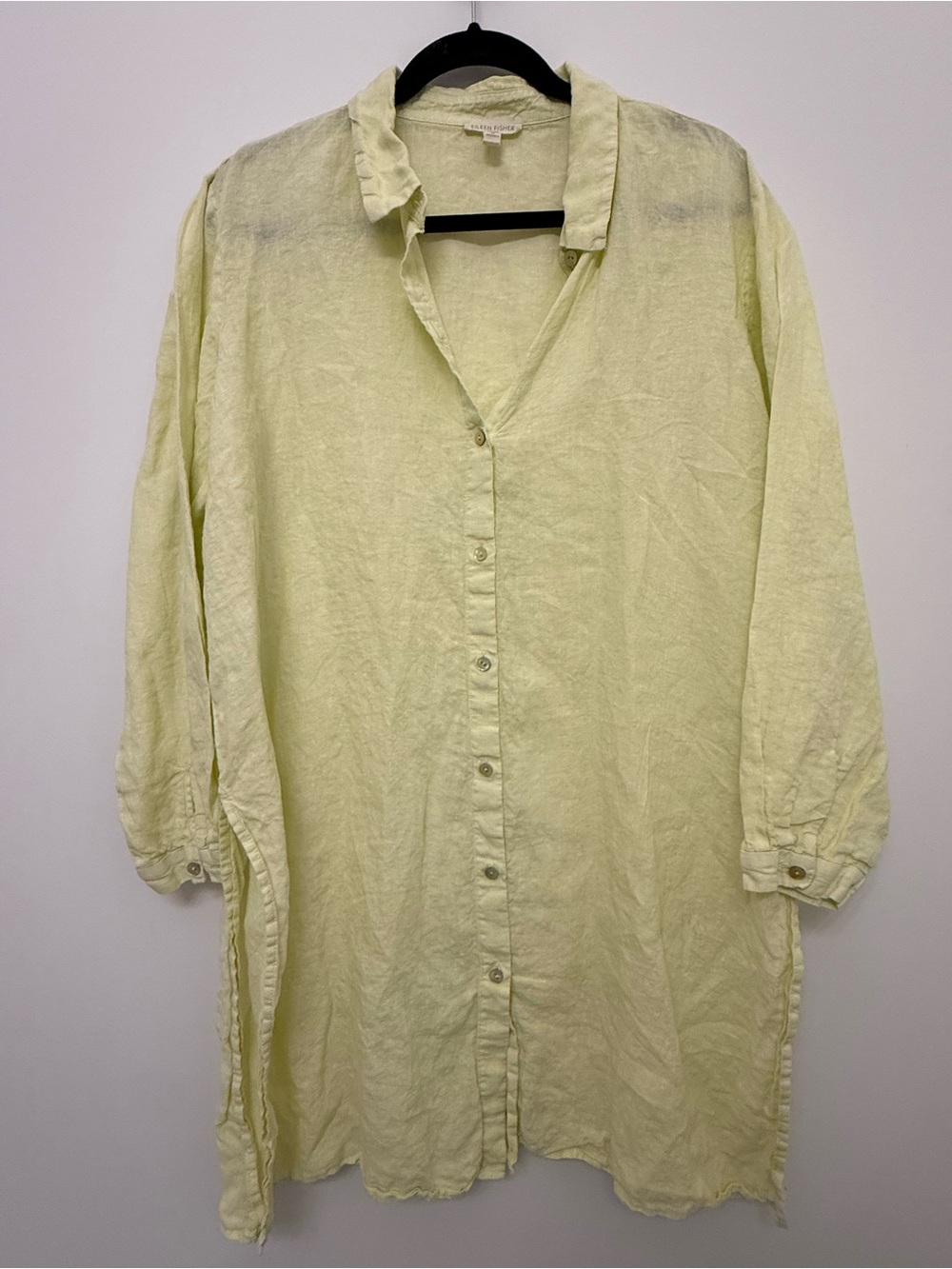 Eileen Fisher Yellow Organic Linen Tunic Size Extra Large